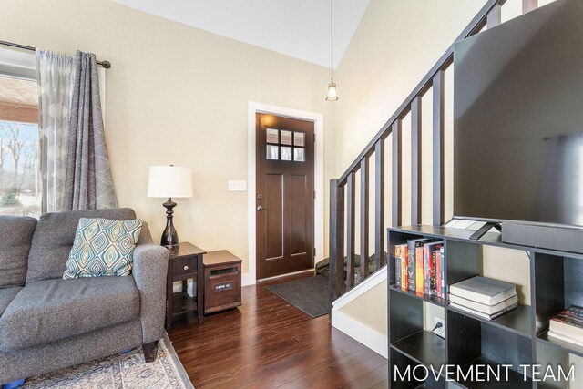 11559 Williams Rd, Montague, MI 49437 - foyer entrance with stairway, baseboards, and wood finished floors