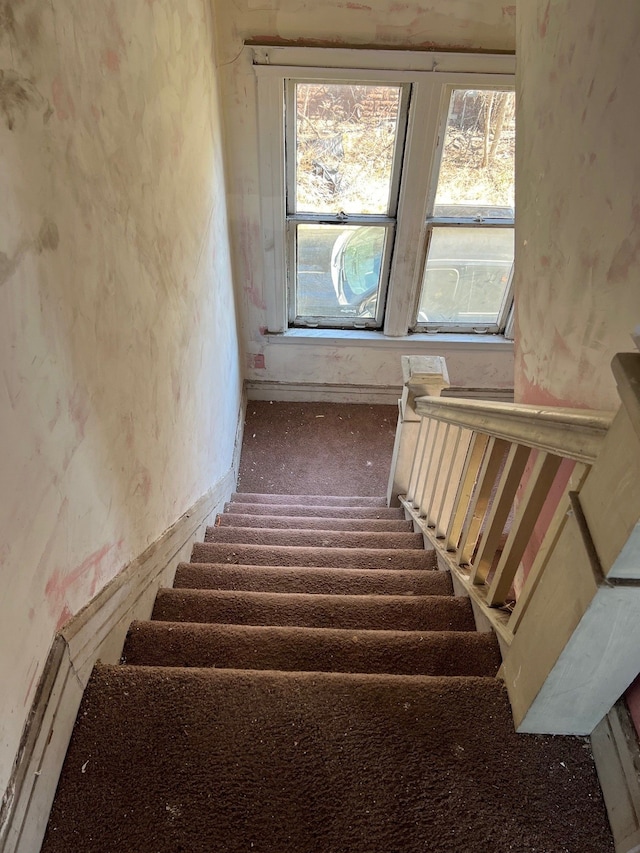 190 W Buena Vista St, Highland Park, MI 48203 - stairway with carpet floors and a wealth of natural light