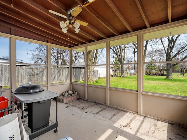29060 Michigan St, Roseville, MI 48066 - unfurnished sunroom featuring a ceiling fan and plenty of natural light