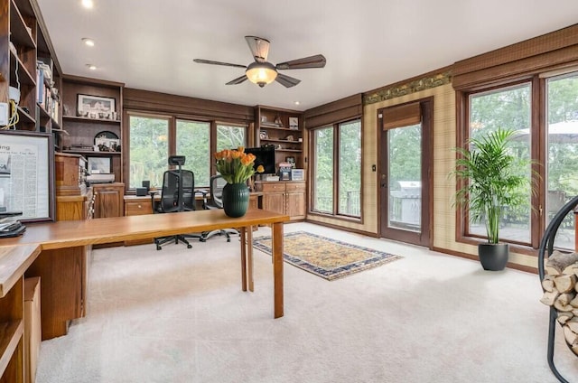 9420 Whim Trl, Richland, MI 49083 - carpeted office space featuring ceiling fan and a healthy amount of sunlight