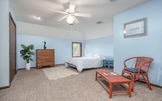 9420 Whim Trl, Richland, MI 49083 - carpeted bedroom with baseboards, visible vents, and a ceiling fan