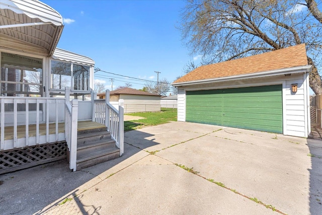 view of detached garage
