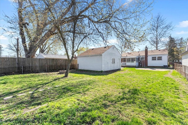 view of yard featuring a fenced backyard