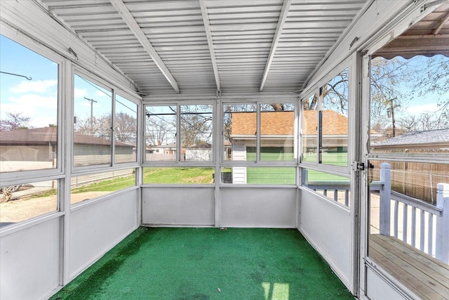 view of unfurnished sunroom