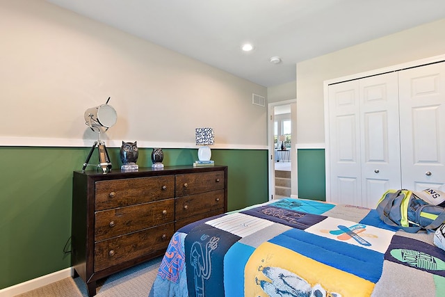 13268 Cousin, Washington, MI 48094 - bedroom featuring visible vents, baseboards, a closet, and carpet