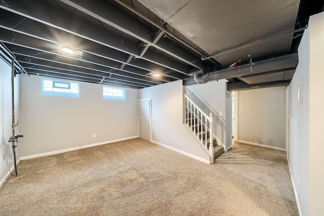 3015 N Wilson Ave, Royal Oak, MI 48073 - basement featuring stairway, carpet, and baseboards