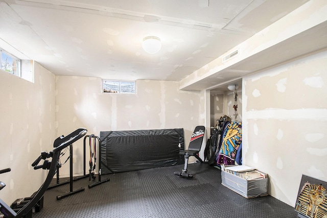 exercise room with visible vents