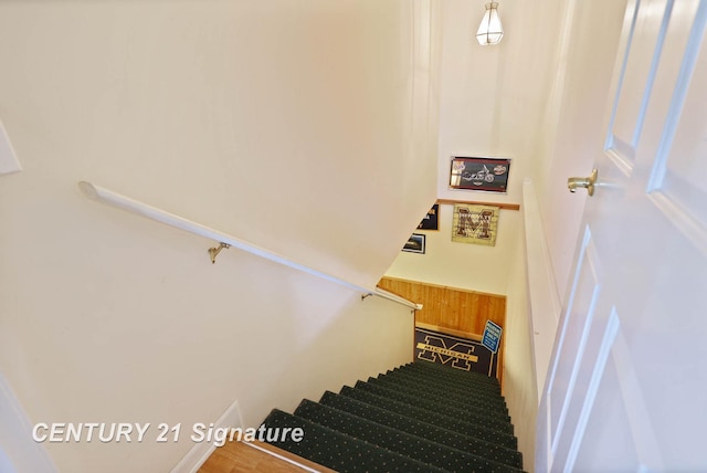 staircase with wainscoting
