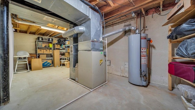 utilities with water heater and heating unit