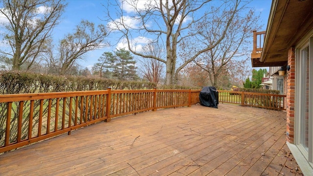 deck featuring grilling area