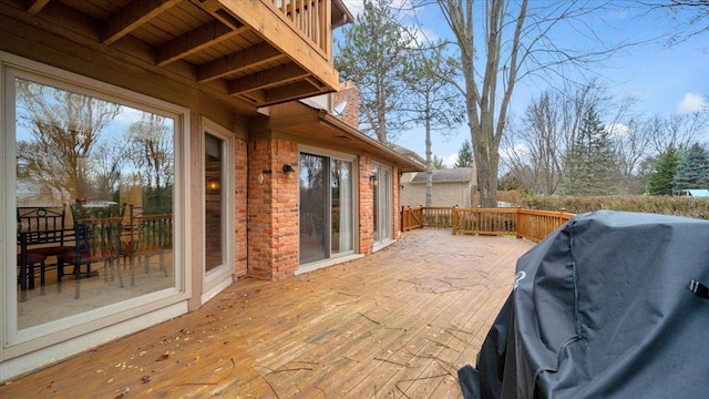wooden terrace with grilling area
