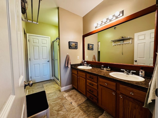 207 Legato Dr, Walled Lake, MI 48390 - full bathroom featuring double vanity and a stall shower