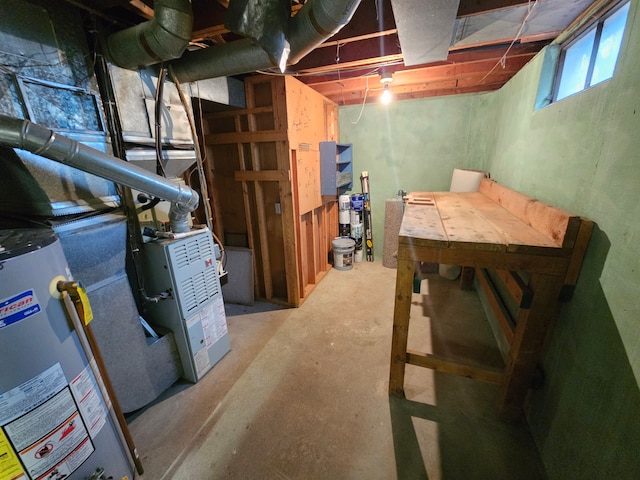 below grade area featuring gas water heater