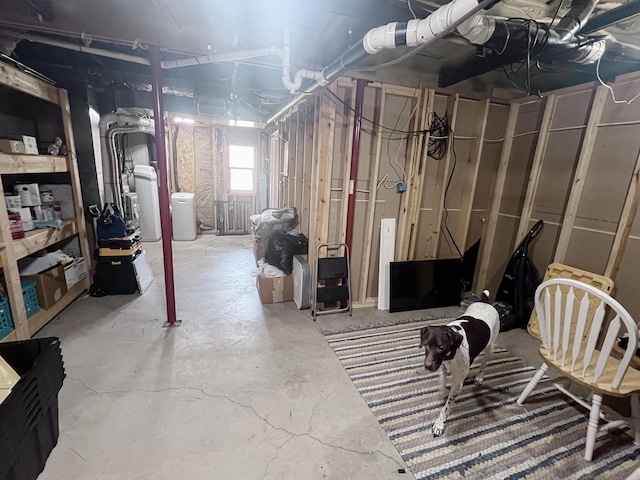 below grade area with water heater