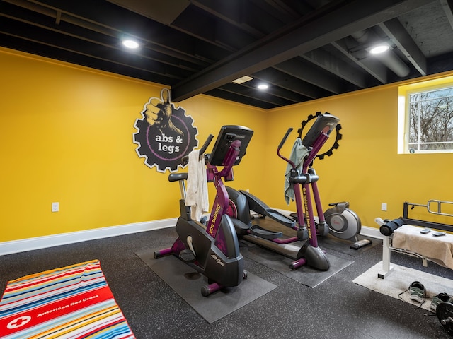 exercise area with baseboards