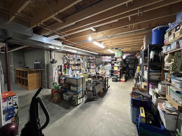unfinished below grade area with gas water heater