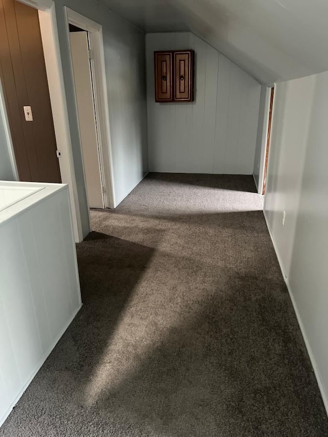 bonus room with carpet floors and vaulted ceiling