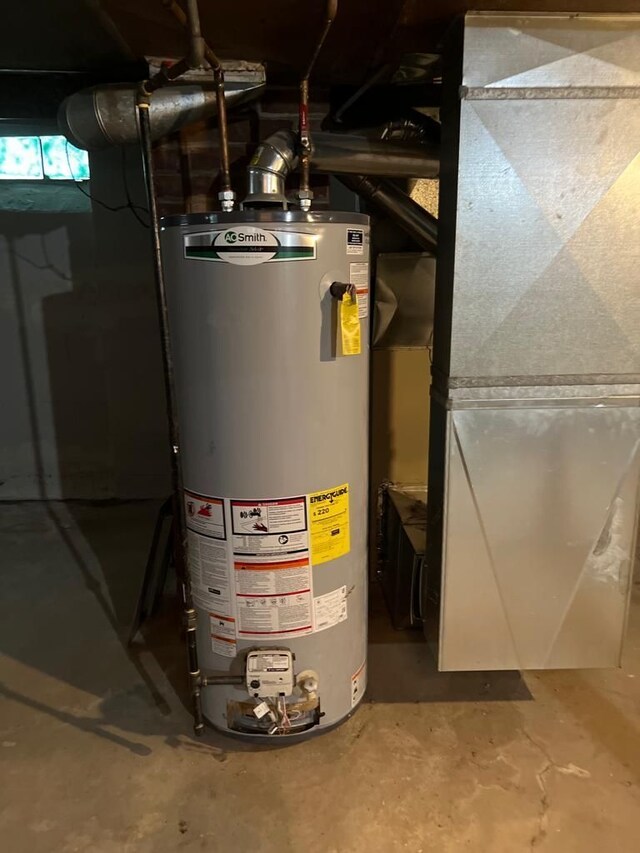 utilities featuring water heater and heating unit