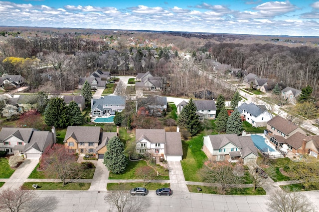 bird's eye view with a residential view
