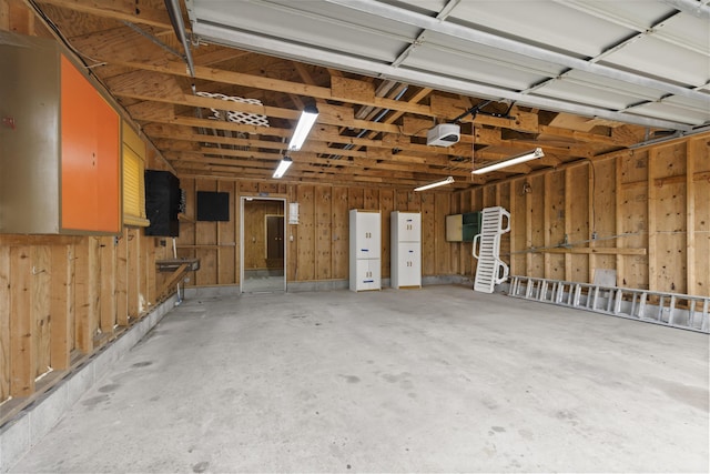 garage with a garage door opener