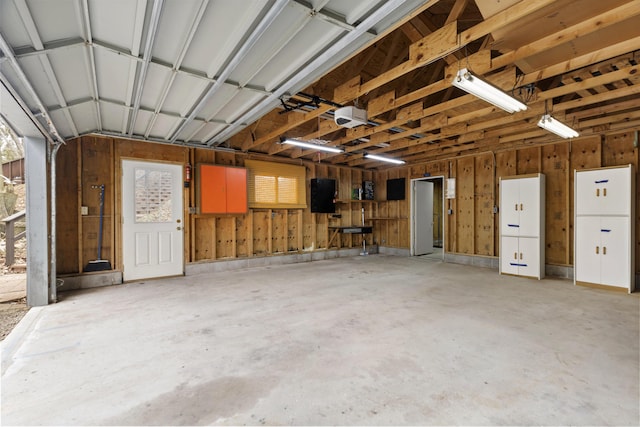 garage with a garage door opener