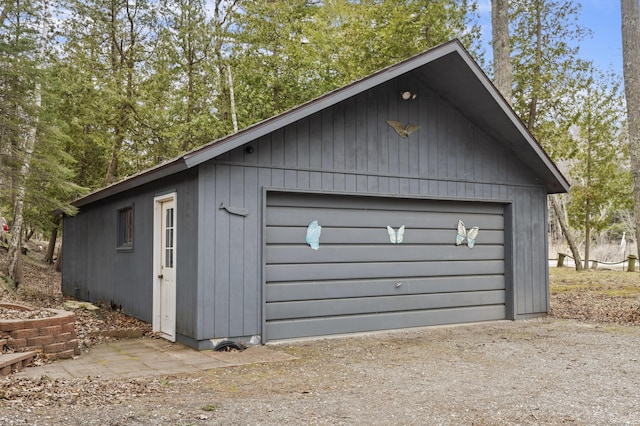 view of detached garage
