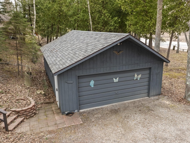 view of detached garage