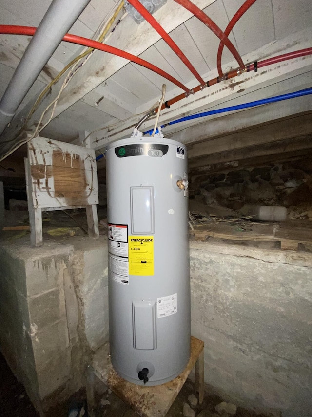 utility room featuring water heater