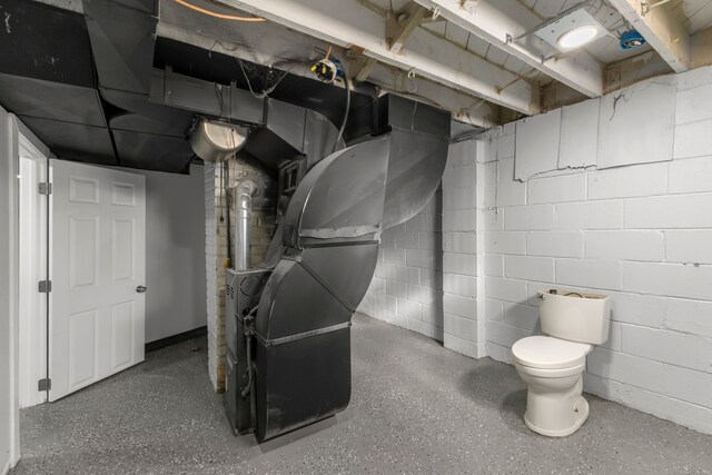 7416 Heyden St, Detroit, MI 48228 - interior space with concrete block wall