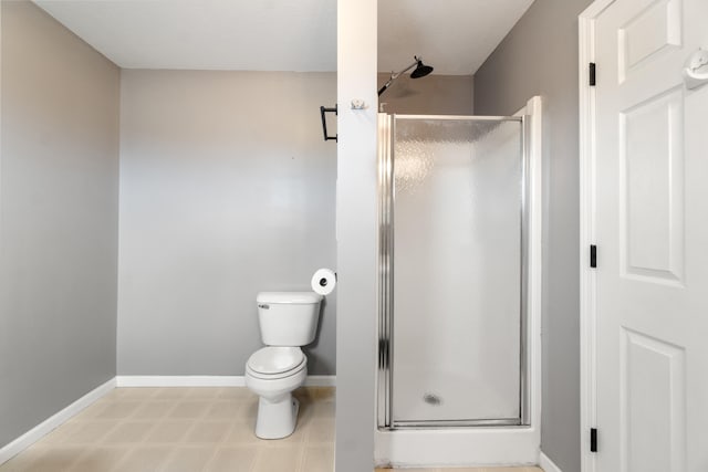 14204 Northmoor Dr, Cement City, MI 49233 - full bathroom with tile patterned floors, toilet, baseboards, and a stall shower