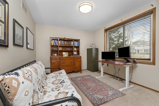 3755 Oak Dr, Ypsilanti, MI 48197 - home office featuring baseboards, visible vents, and carpet floors