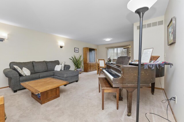 3755 Oak Dr, Ypsilanti, MI 48197 - living room with light colored carpet, baseboards, and visible vents