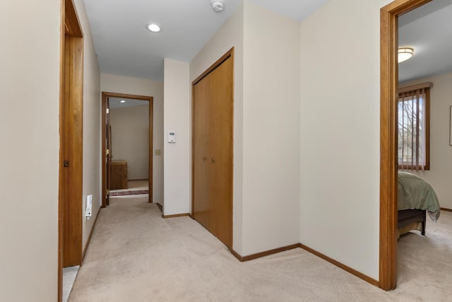 3755 Oak Dr, Ypsilanti, MI 48197 - corridor with baseboards, recessed lighting, and light colored carpet