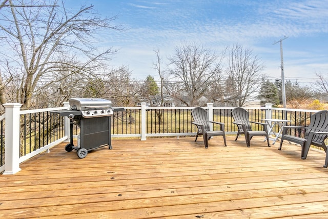 3755 Oak Dr, Ypsilanti, MI 48197 - wooden terrace with area for grilling
