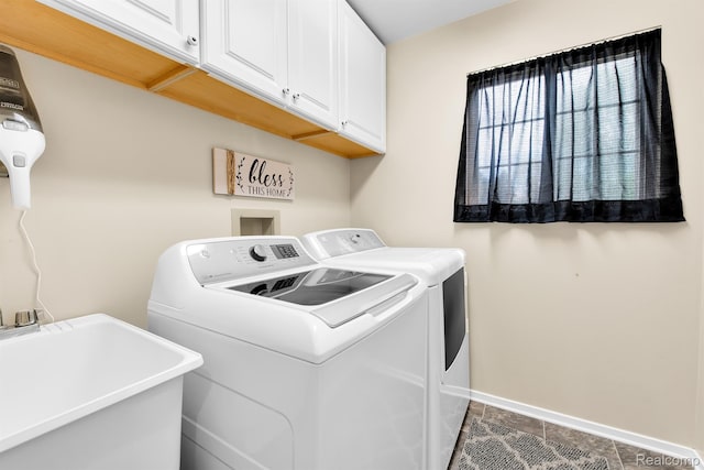 5280 Brantford, Grand Blanc, MI 48439 - laundry room with washing machine and dryer, cabinet space, and tile patterned floors