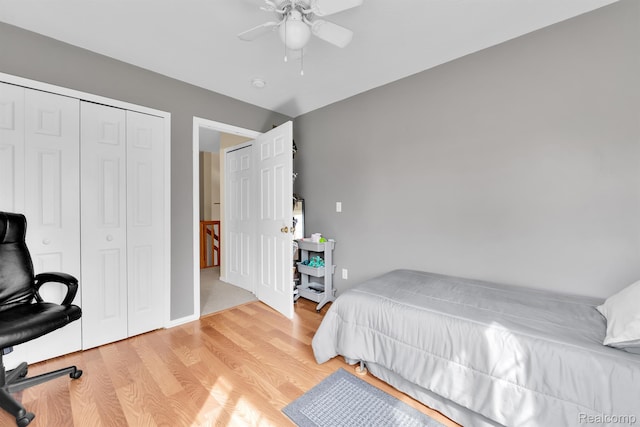 5280 Brantford, Grand Blanc, MI 48439 - bedroom with wood finished floors, a closet, and a ceiling fan