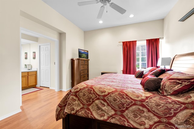 5280 Brantford, Grand Blanc, MI 48439 - bedroom featuring light wood-style floors, recessed lighting, and a ceiling fan