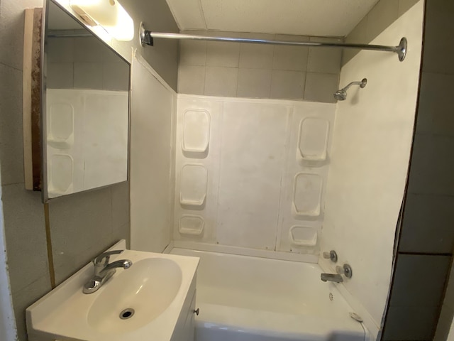 full bath featuring shower / bath combination and vanity