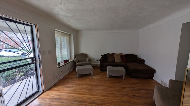 14024 Rossini Dr, Detroit, MI 48205 - living room with a textured ceiling, light wood finished floors, and visible vents