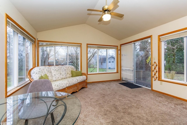 6051 Homestead Pl, Grand Blanc, MI 48439 - sunroom / solarium with carpet floors, lofted ceiling, baseboards, and a healthy amount of sunlight