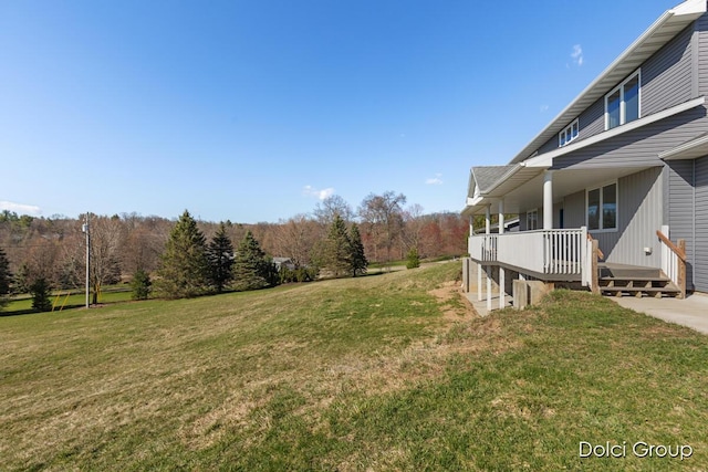 view of yard with a porch