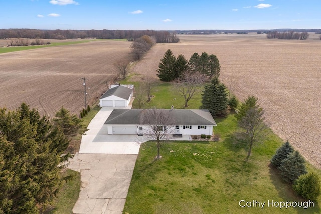 aerial view with a rural view