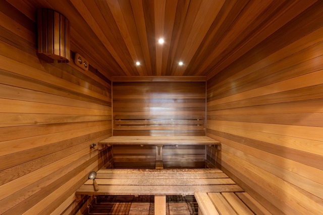 view of sauna with recessed lighting