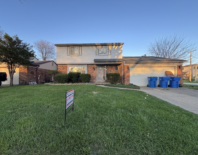 29318 Orvylle Dr, Warren, MI 48092 - traditional home featuring brick siding, driveway, a front yard, and a garage