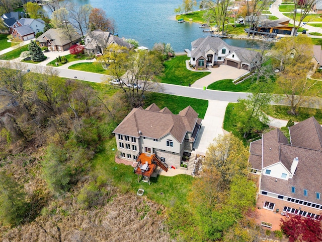 9025 Huron Bluffs Dr, White Lake, MI 48386 - birds eye view of property with a water view and a residential view