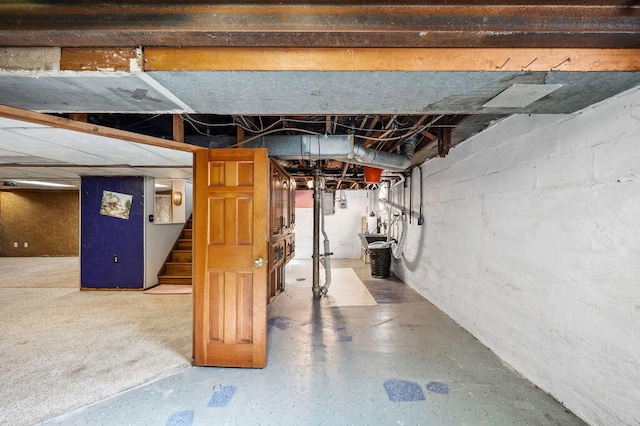 unfinished below grade area with stairs