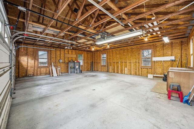 garage with a garage door opener