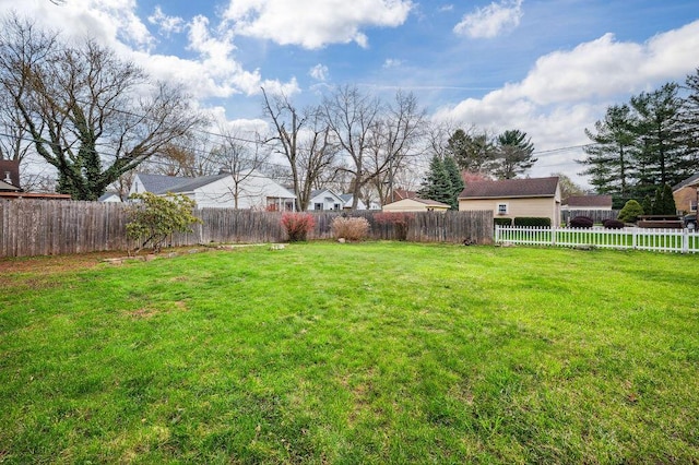 view of yard with a fenced backyard