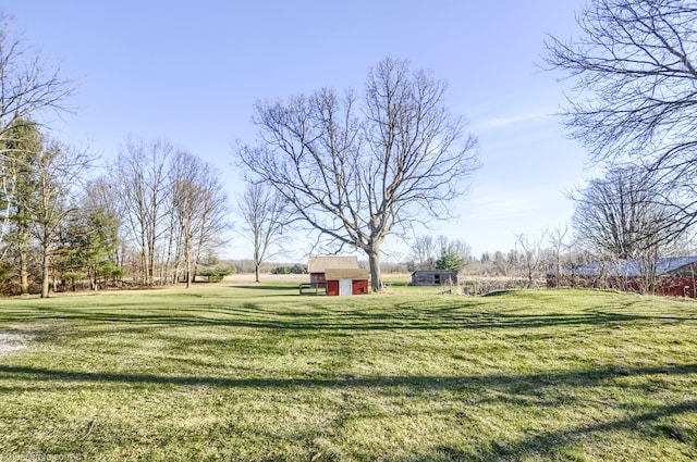 view of yard with an outdoor structure
