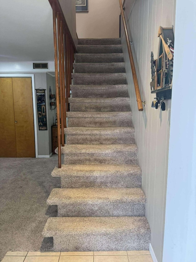 18175 Lake Dr, Big Rapids, MI 49307 - stairway featuring carpet flooring and visible vents